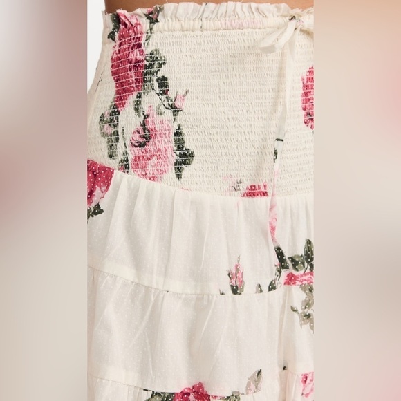 LoveShackFancy Aldana Smocked Floral White and Paradise Pink Mini Skirt 🌸 Small - Picture 10 of 16